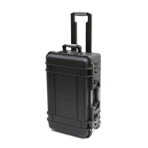 Valiza din plastic rezistent, polipropilena + ABS,  troler, pentru scule, echipamente, instrumente, cu 4 bureți EVA în interior, negru